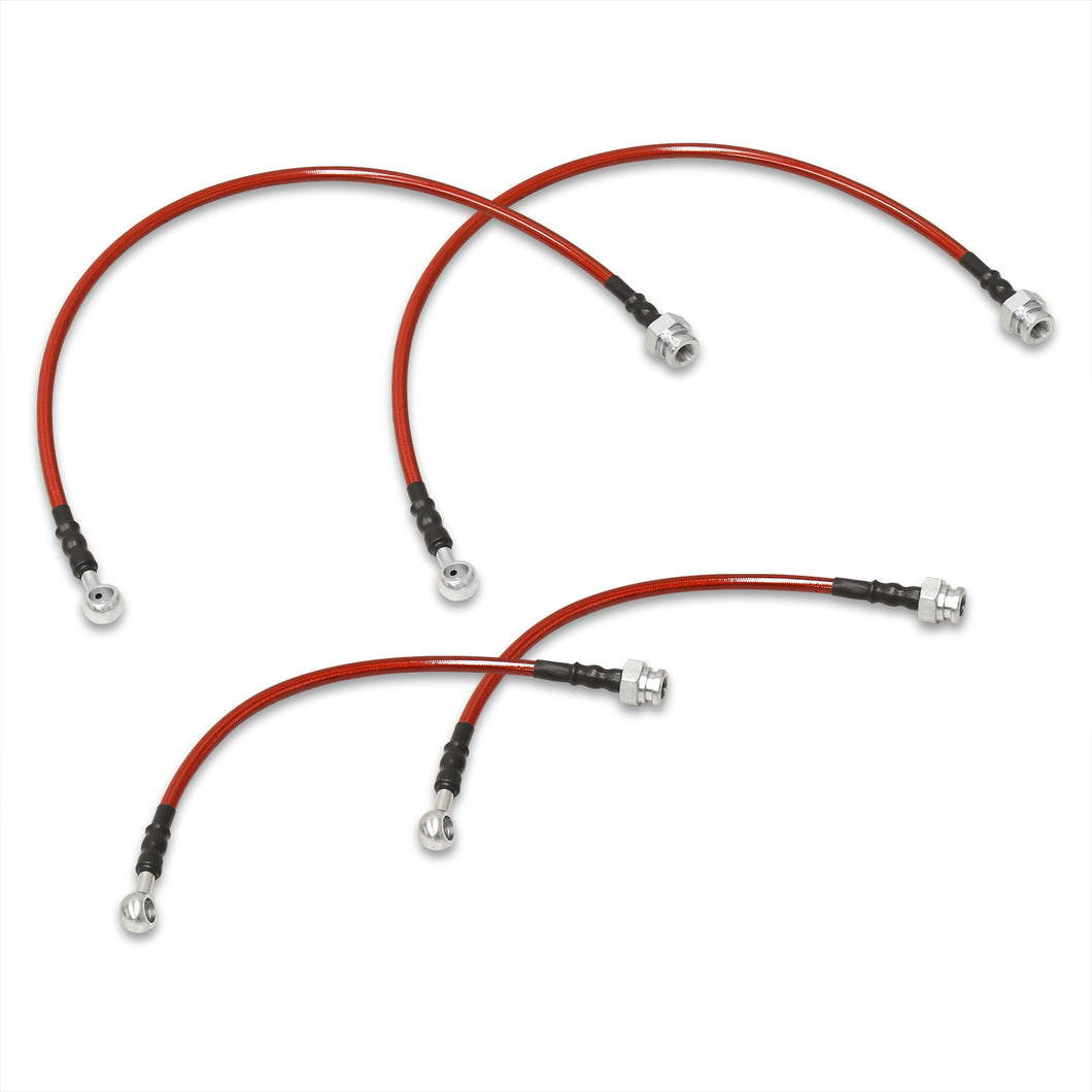 Nissan 240SX S13 1989-1994 Stainless Steel Braided Oil Brake Lines Red