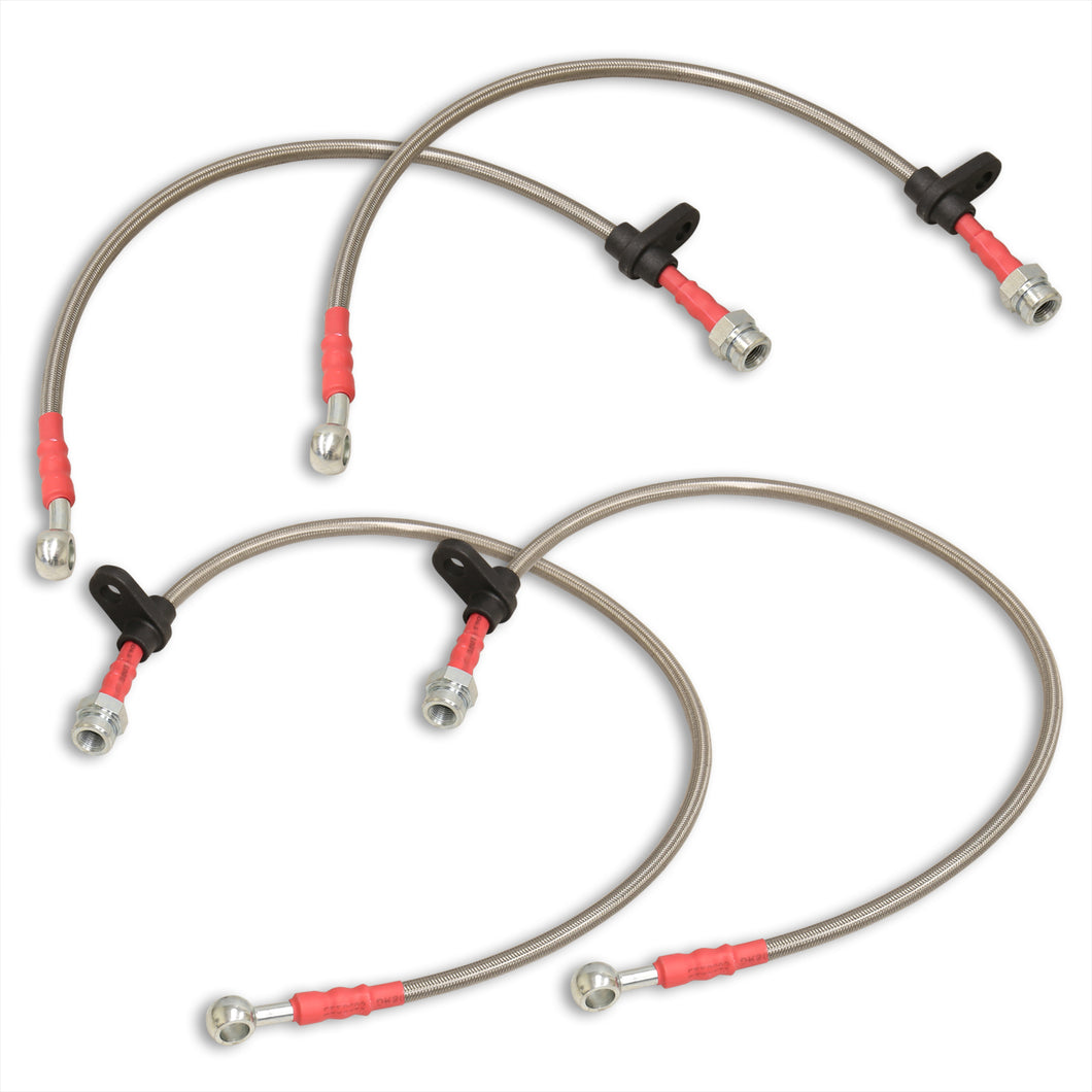 Honda Accord 2003-2012 Stainless Steel Braided Oil Brake Lines Silver (Models with Rear Disc Only)