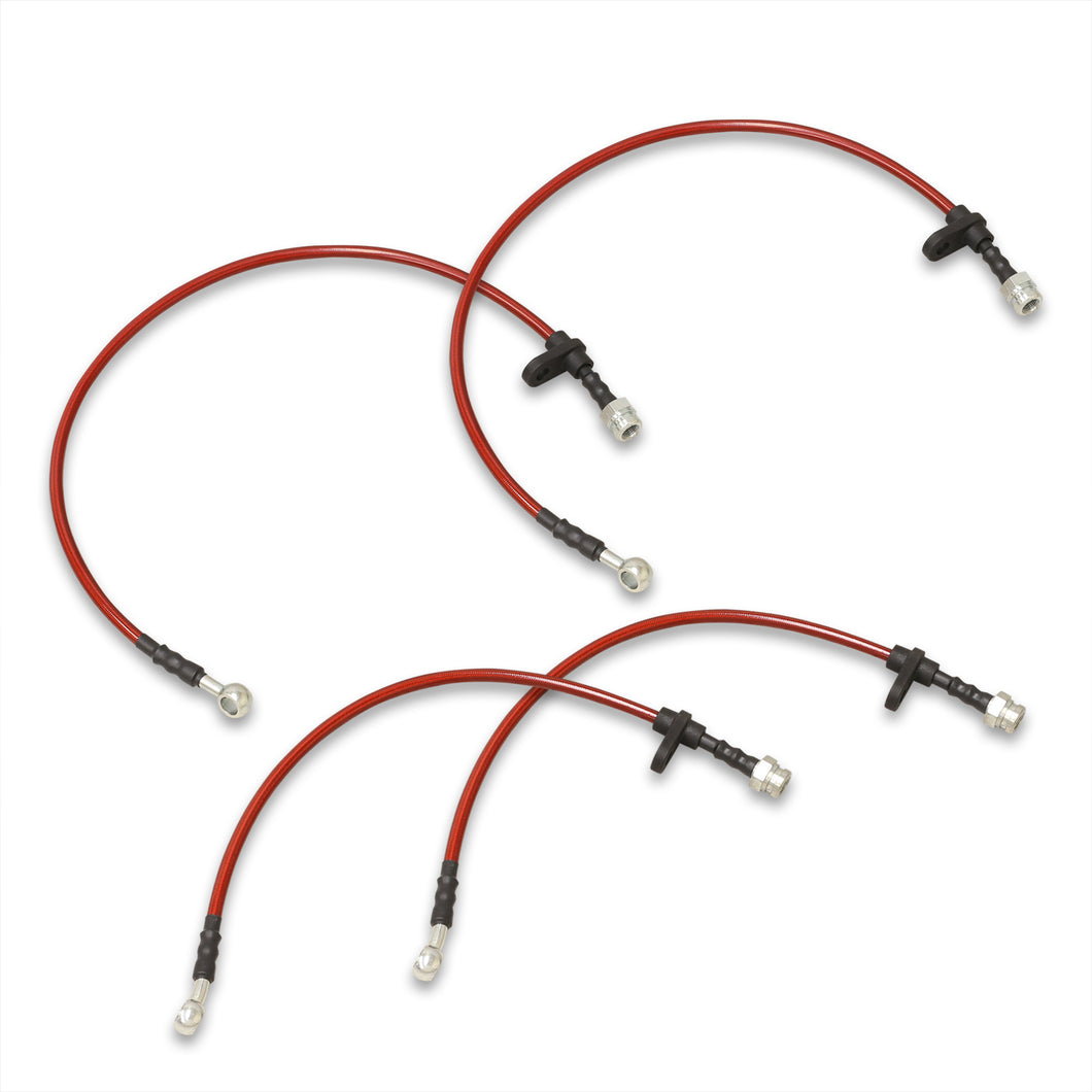 Honda Accord 2003-2012 Stainless Steel Braided Oil Brake Lines Red (Models with Rear Disc Only)