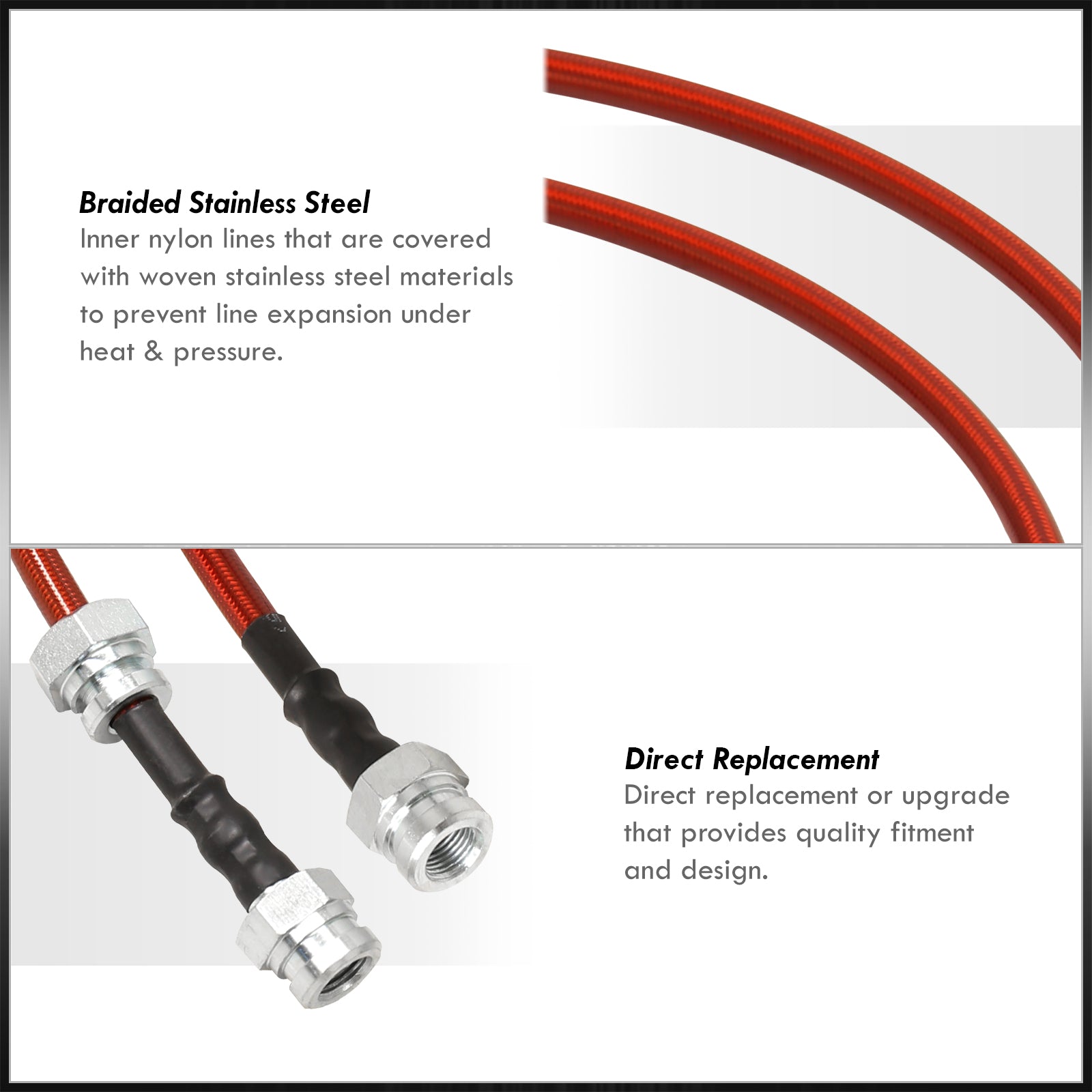 Nissan 300ZX 1990-1996 Stainless Steel Braided Oil Brake Lines Red