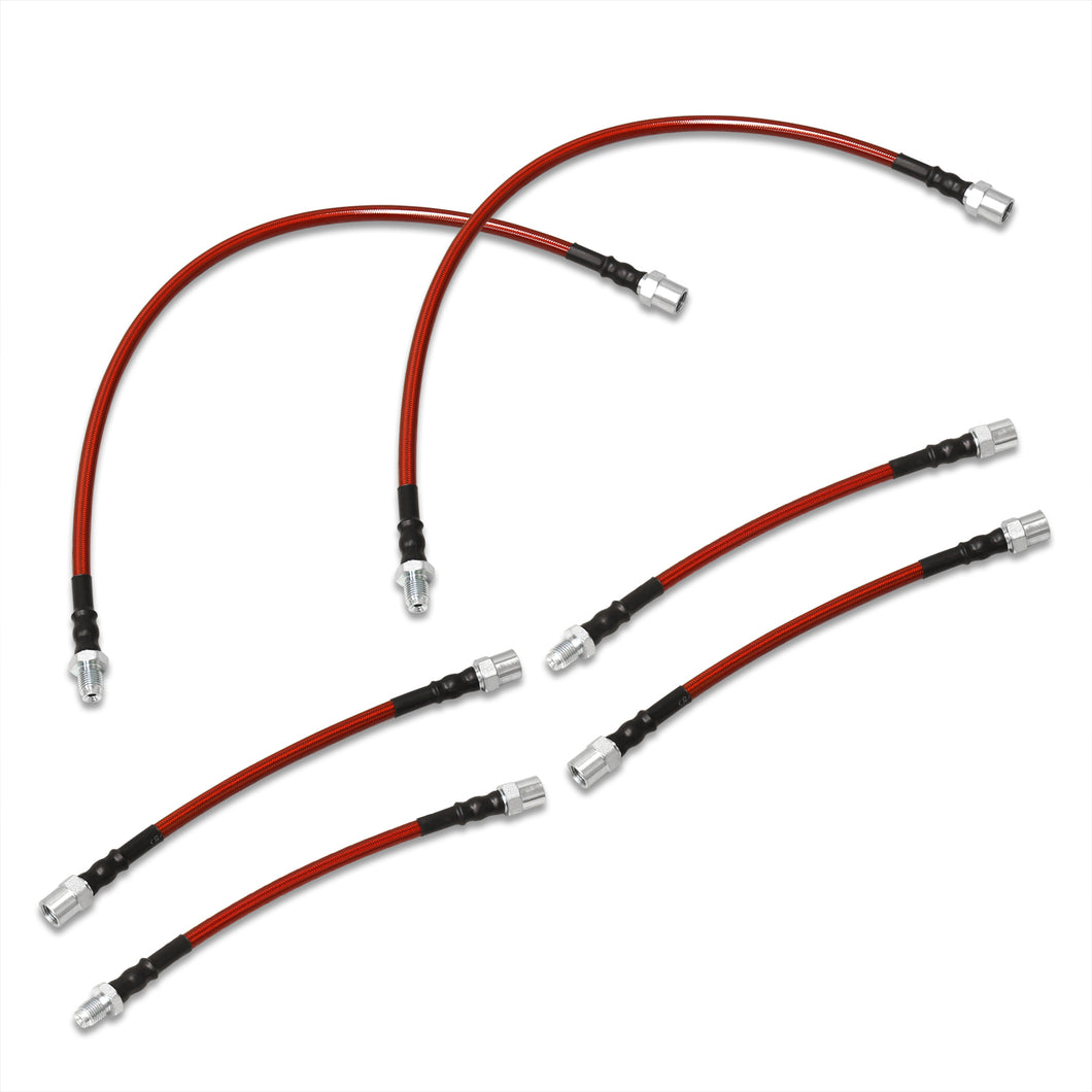 BMW 3 Series E36 1992-1998 / 5 Series E34 1987-1995 / 7 Series 1988-1994 Stainless Steel Braided Oil Brake Lines Red