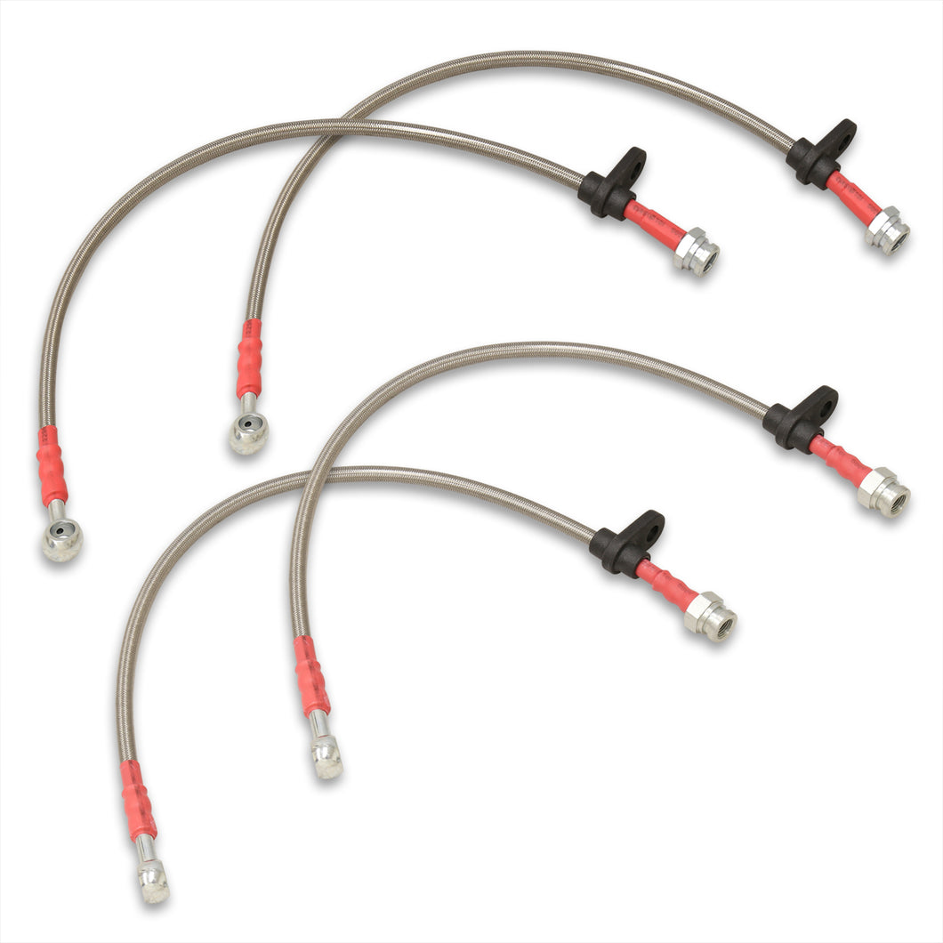 Honda Accord 1998-2002 Stainless Steel Braided Oil Brake Lines Silver (Models with Rear Disc Only)