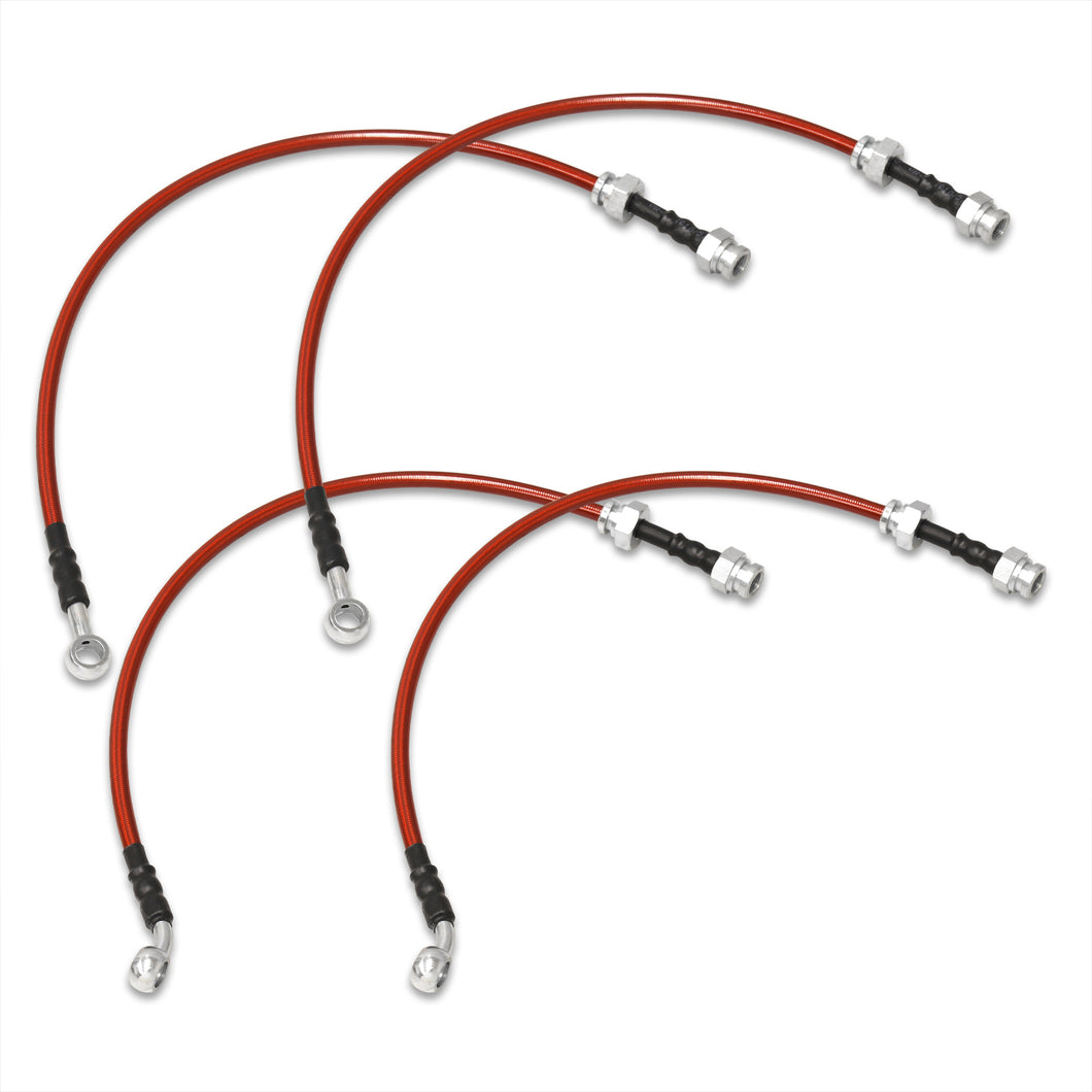 Nissan Sentra 1991-1994 / NX200 1991-1993 Stainless Steel Braided Oil Brake Lines Red