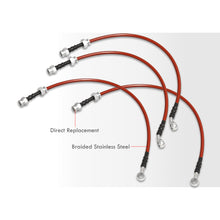 Load image into Gallery viewer, Nissan Sentra 1991-1994 / NX200 1991-1993 Stainless Steel Braided Oil Brake Lines Red
