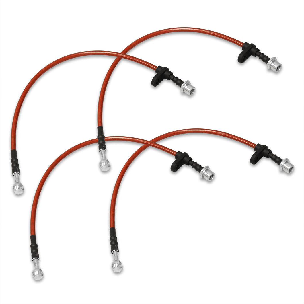 Toyota Celica GT 1994-1999 Stainless Steel Braided Oil Brake Lines Red (Models with Rear Disc Only)