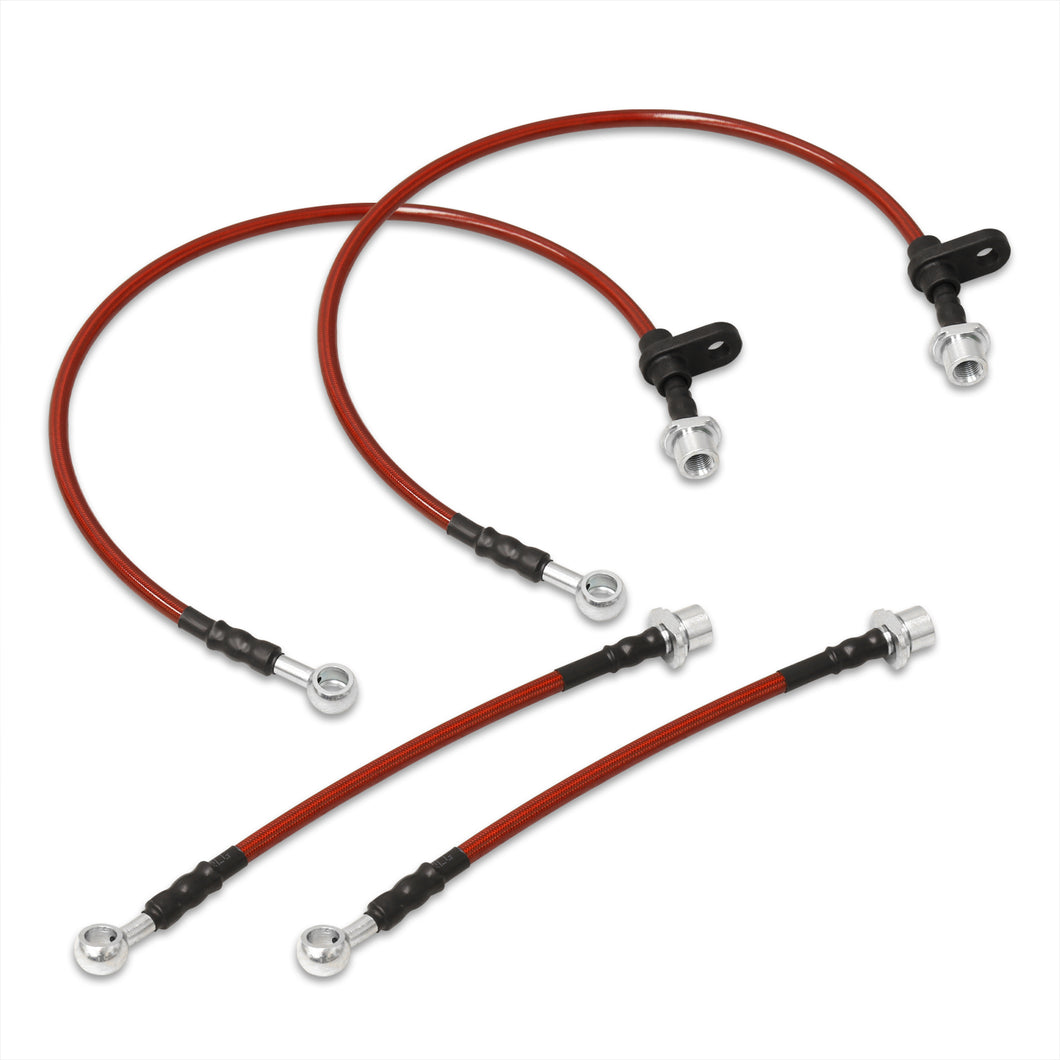 Toyota Celica GTS 2000-2005 / Scion TC 2005-2010 Stainless Steel Braided Oil Brake Lines Red (Models with Rear Disc Only)