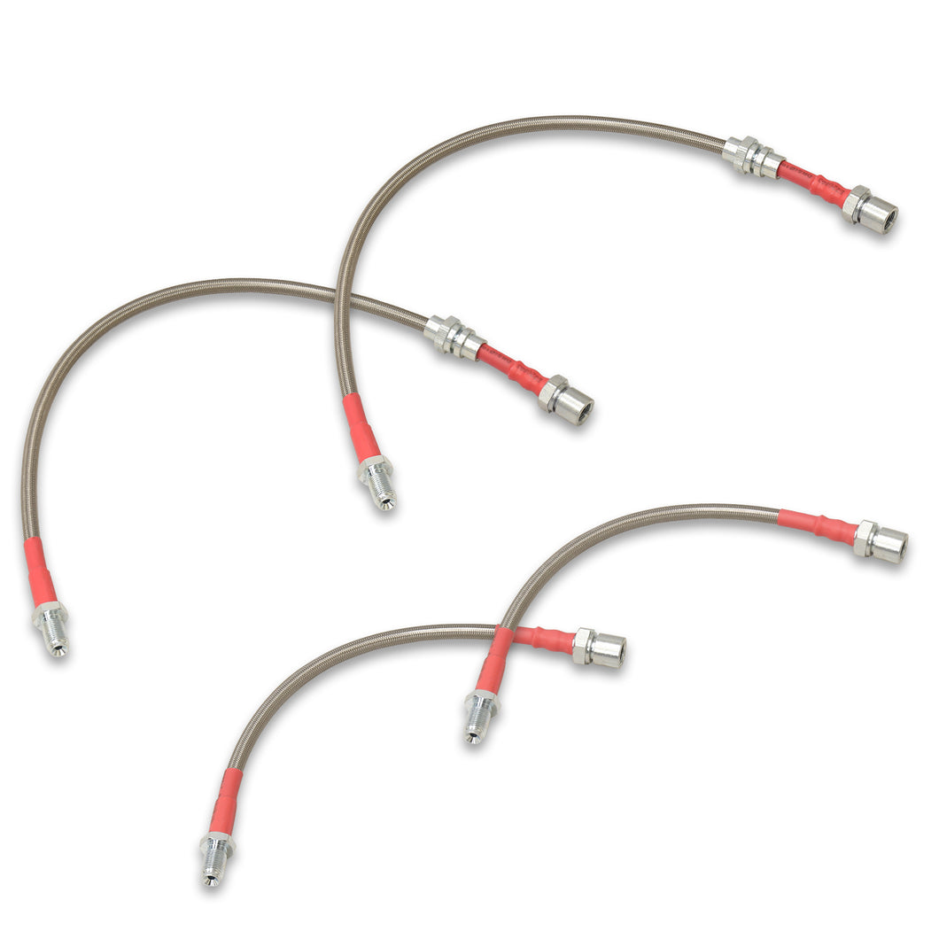 Toyota Corolla 1984-1987 Stainless Steel Braided Oil Brake Lines Silver (Models with Rear Drum Brakes Only)
