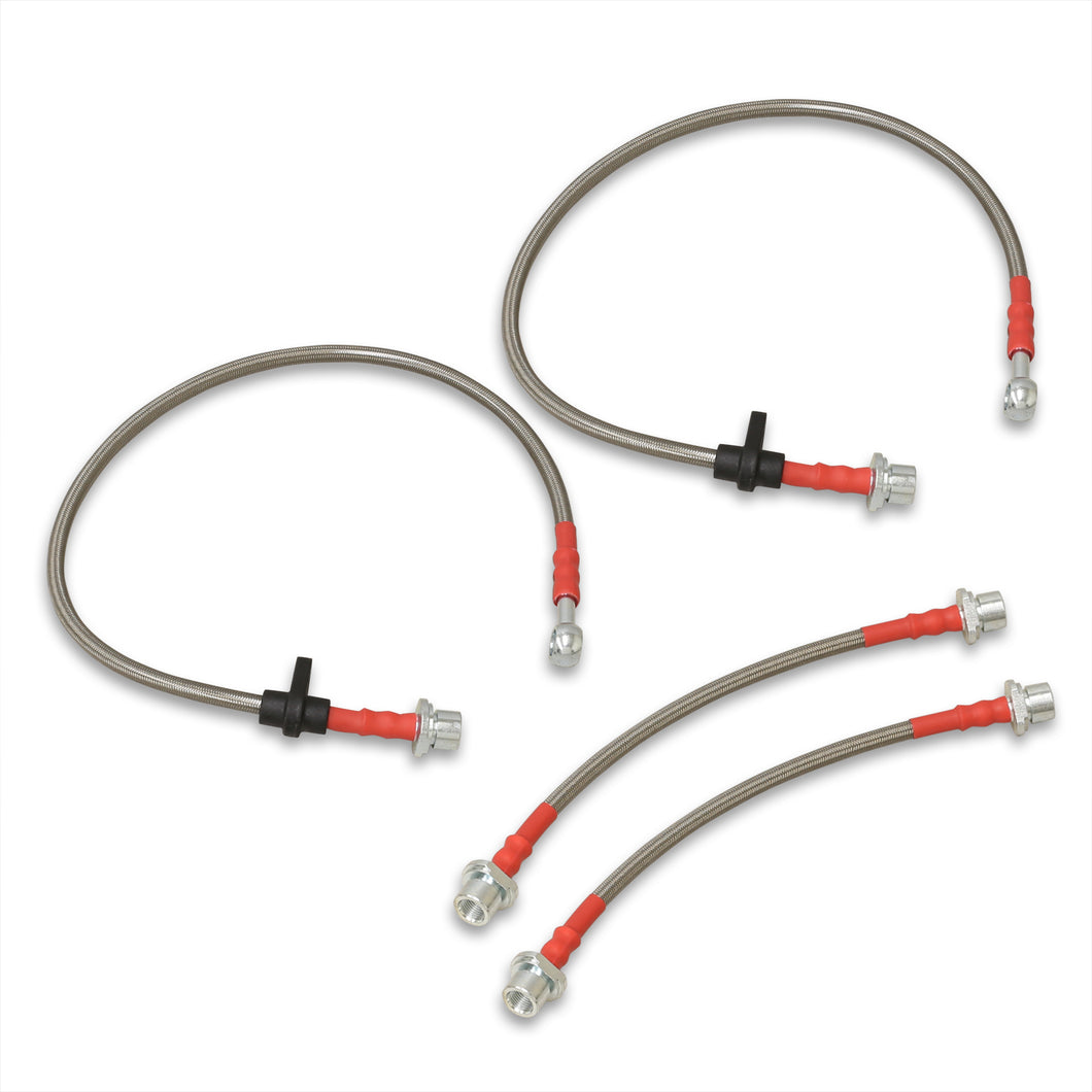Toyota Corolla 2003-2008 Stainless Steel Braided Oil Brake Lines Silver (Models with Rear Drum Brakes Only)