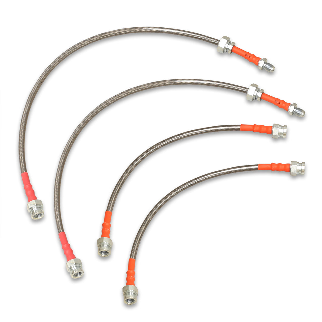 Mazda RX7 1981-1983 Stainless Steel Braided Oil Brake Lines Silver (Models with Rear Drum Brakes Only)
