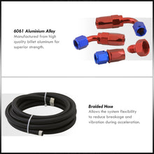 Load image into Gallery viewer, Nylon Braided Fuel Line 162&quot; with 8pcs An Fitting Adapter Kit Silver Hose Red/Blue Fittings
