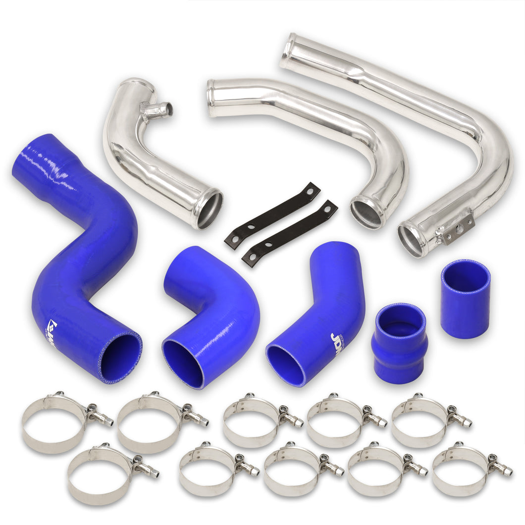 Audi A4 2002-2006 1.8T B6 Bolt-On Aluminum Polished Piping Kit + Blue Couplers