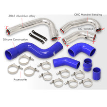 Load image into Gallery viewer, Audi A4 2002-2006 1.8T B6 Bolt-On Aluminum Polished Piping Kit + Blue Couplers
