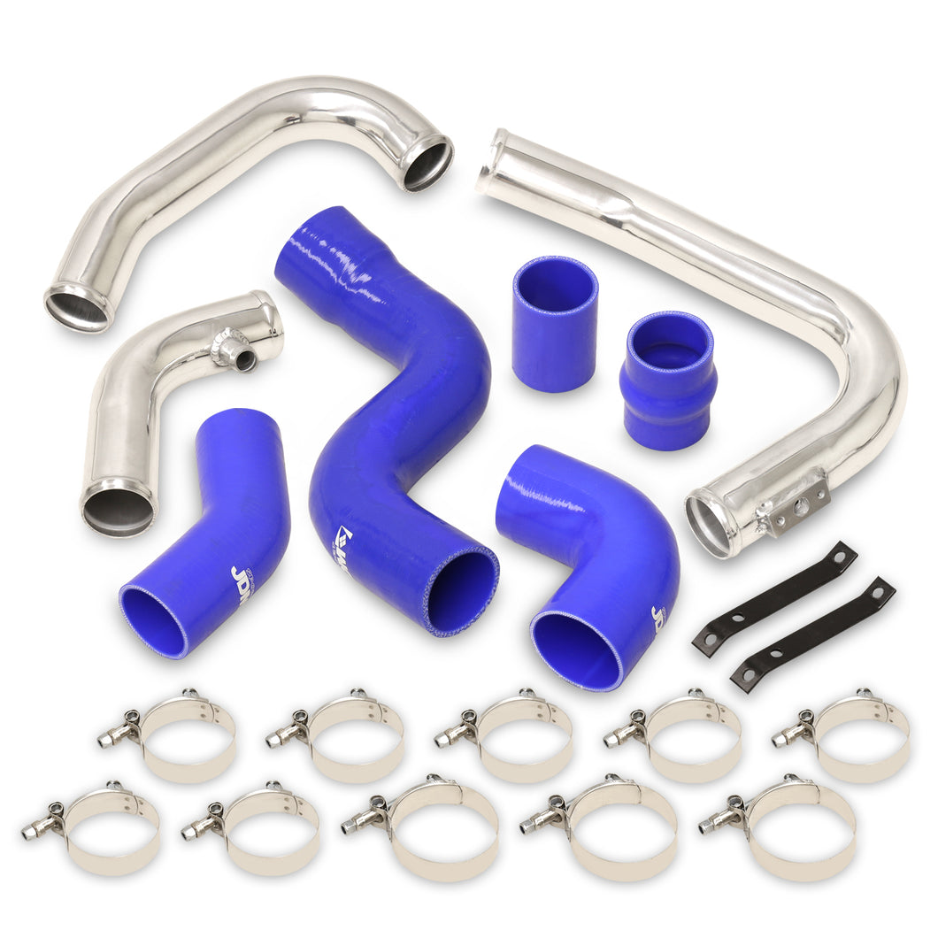 Nissan 300ZX Z32 1990-1996 VG30DETT Twin Turbo Bolt-On Aluminum Polished Piping Kit + Blue Couplers (Use with IC-SI1004)