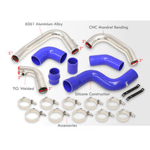 Load image into Gallery viewer, Nissan 300ZX Z32 1990-1996 VG30DETT Twin Turbo Bolt-On Aluminum Polished Piping Kit + Blue Couplers (Use with IC-SI1004)
