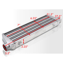 Load image into Gallery viewer, Universal 2.5&quot; 8 Pieces Aluminum Piping Kit Polished (x2 Straight / x2 90 Degree / x2 120 Degree / x2 135 Degree) + SIlicone Couplers Red + Universal Aluminum Intercooler (Tube &amp; Fin | Overall: 27.5&quot; x 7.0&quot; x 2.5&quot; | Core: 21.5&quot; x 7.0&quot; x 2.25&quot;)
