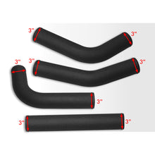 Load image into Gallery viewer, Universal 3&quot; 8 Pieces Aluminum Piping Kit Black (x2 Straight / x2 90 Degree / x2 120 Degree / x2 135 Degree) + Silicone Couplers Red + Universal Aluminum Intercooler (Bar &amp; Plate | Overall: 31.0&quot; x 11.75&quot; x 3.0&quot; | Core: 23.0&quot; x 11.0&quot; x 3.0&quot;)
