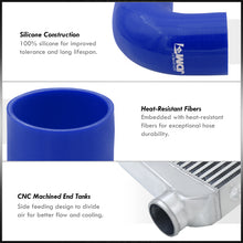 Load image into Gallery viewer, Universal 3&quot; 8 Pieces Aluminum Piping Kit Polished (x2 Straight / x2 90 Degree / x2 135 Degree / x2 U-Pipe) + Silicone Couplers Blue + Universal Aluminum Intercooler (Bar &amp; Plate | Overall: 31.0&quot; x 11.75&quot; x 3.0&quot; | Core: 23.0&quot; x 11.0&quot; x 3.0&quot;)
