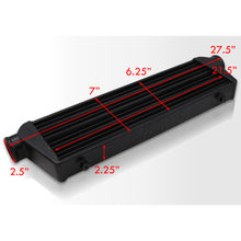 Load image into Gallery viewer, Universal 2.5&quot; 8 Pieces Aluminum Piping Kit Polished (x2 Straight / x2 90 Degree / x2 120 Degree / x2 135 Degree) + Silicone Couplers Red + Universal Aluminum Intercooler Black (Tube &amp; Fin | Overall: 27.5&quot; x 7.0&quot; x 2.5&quot; | Core: 21.5&quot; x 7.0&quot; x 2.25&quot;)

