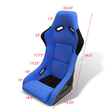 Load image into Gallery viewer, Universal SPG Style Bucket Racing Seats + Sliders Blue Cloth
