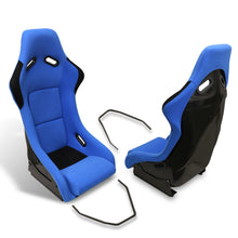 Load image into Gallery viewer, Universal SPG Style Bucket Racing Seats + Sliders Blue Cloth
