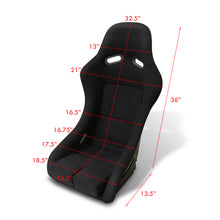 Load image into Gallery viewer, Universal Low Max Style Bucket Racing Seats + Sliders Black Cloth
