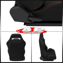 Load image into Gallery viewer, Universal Type-R Style Reclinable Racing Seats + Sliders Black Cloth with Red Stitching
