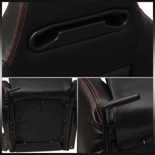 Load image into Gallery viewer, Universal Type-R Style Reclinable Racing Seats + Sliders Black PVC Leather with Red Stitching

