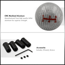 Load image into Gallery viewer, Universal 5 Speed M8 M10 M12 Ball Shift Knob Silver Carbon Fiber

