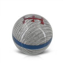 Load image into Gallery viewer, Universal 5 Speed M10x1.5 Ball Shift Knob Silver Carbon Fiber with Blue Rings
