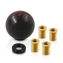 Load image into Gallery viewer, Universal 5 Speed M8 M10 M12 Ball Shift Knob Black with Red Lettering
