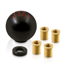 Load image into Gallery viewer, Universal 6 Speed M8 M10 M12 Ball Shift Knob Black with Red Lettering
