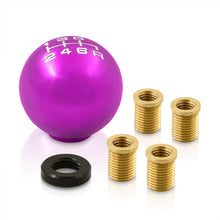 Load image into Gallery viewer, Universal 6 Speed M8 M10 M12 Ball Shift Knob Purple with White Lettering
