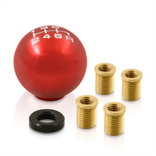 Load image into Gallery viewer, Universal 6 Speed M8 M10 M12 Ball Shift Knob Red with White Lettering
