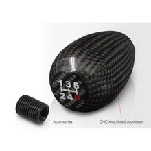 Load image into Gallery viewer, Universal 5 Speed M10x1.5 Type-R Style Shift Knob Carbon Fiber with White Lettering
