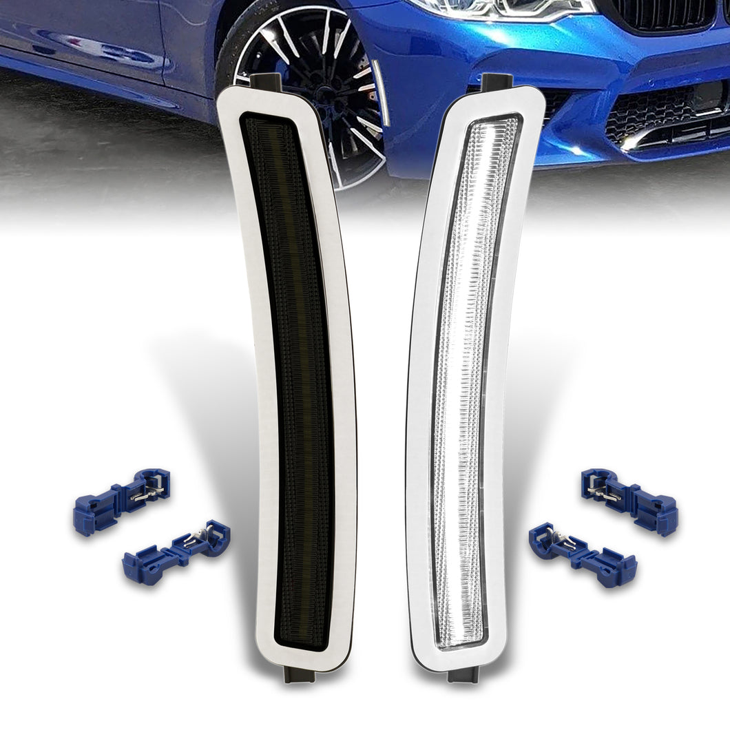 BMW 5 Series G30 F90 2017-2023 Front Bumper White LED Side Marker Reflector Lights Smoke Len