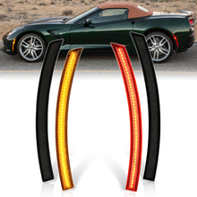 Load image into Gallery viewer, Chevrolet Corvette C7 2014-2019 4 Piece Front Amber &amp; Rear Red LED Side Marker Lights Smoke Len
