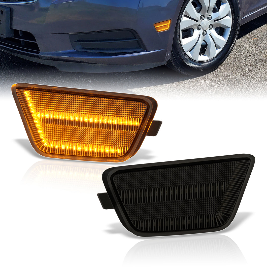Chevrolet Cruze 2011-2015 / Limited 2016 Front Amber LED Side Marker Lights Smoke Len