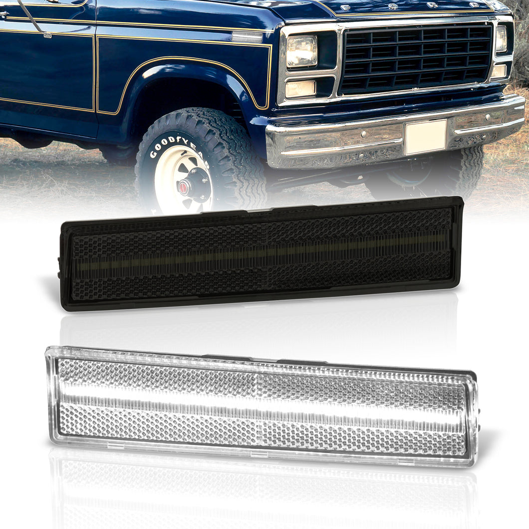 Ford Bronco F100 F150 F250 F350 1980-1986 Front White LED Side Marker Lights Smoke Len