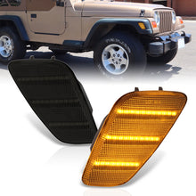 Load image into Gallery viewer, Jeep Wrangler TJ 1997-2006 Front Amber LED Side Marker Lights Smoke Len
