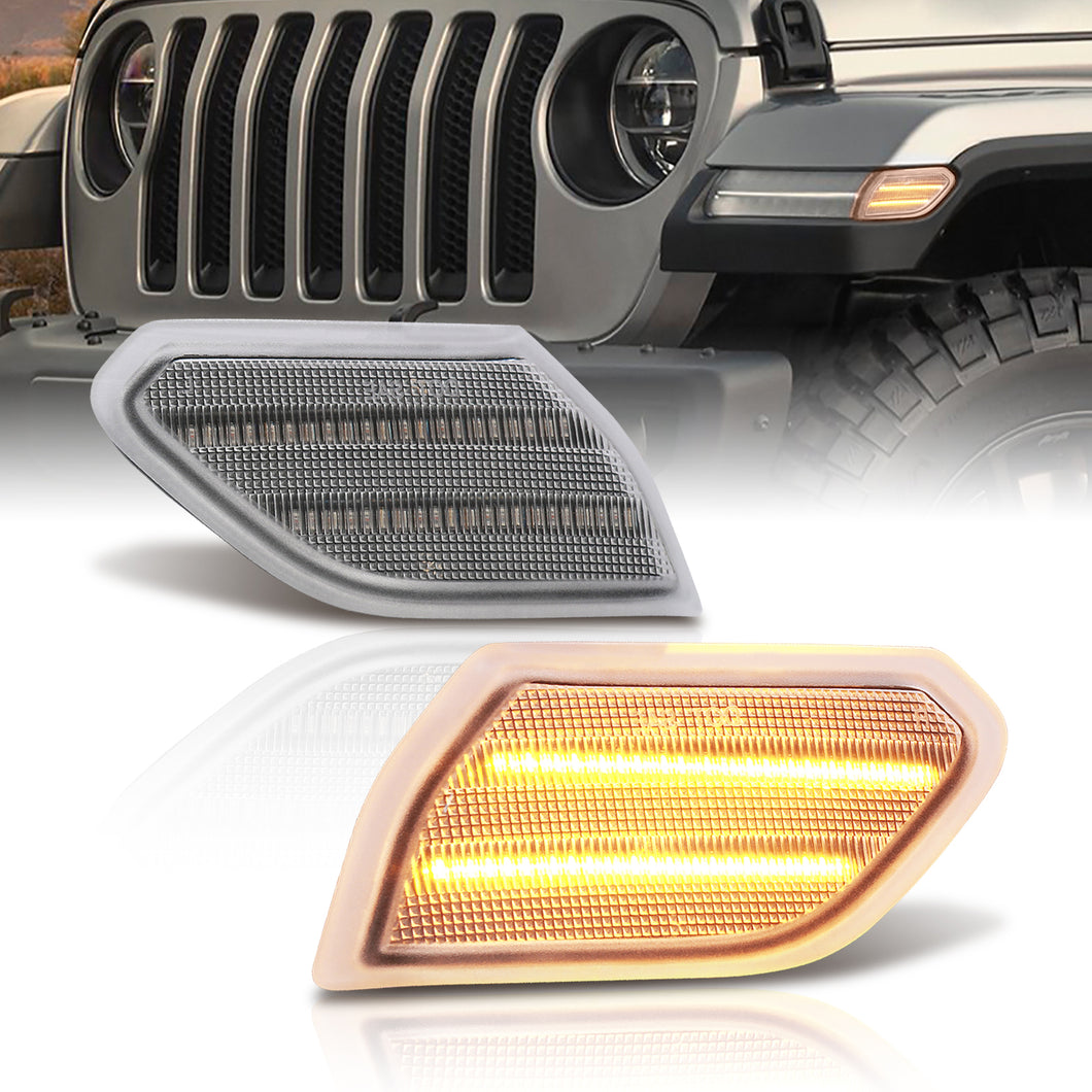 Jeep Wrangler 2018-2022 / Gladiator 2020-2022 Front Amber LED Side Marker Clear Len