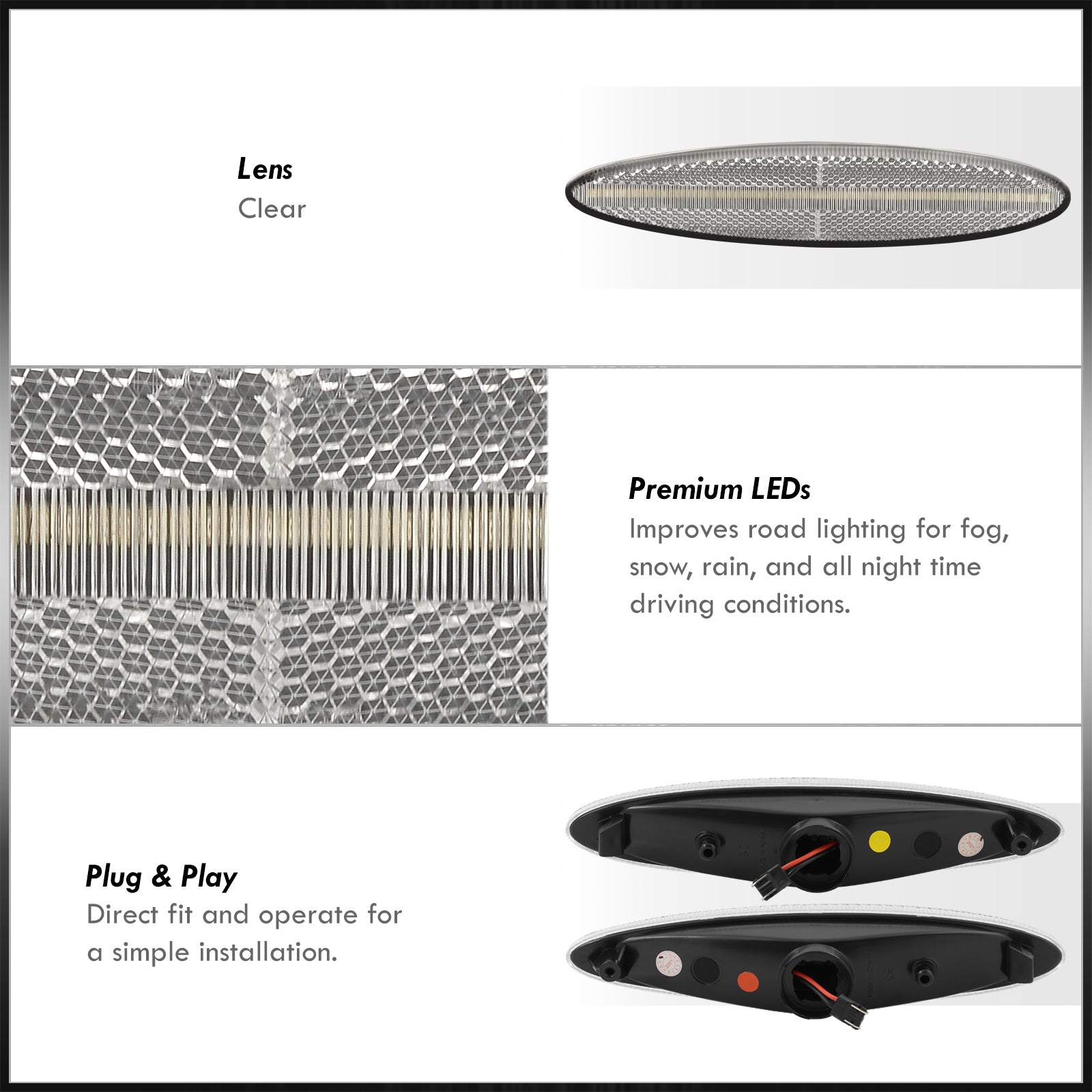 Lexus SC430 2002-2010 4 Piece Front Amber & Rear Red LED