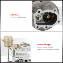 Load image into Gallery viewer, T25/T28 Water&amp;Oil Cooled Turbo Charger with Internal Wastegate (T25 Inlet Flange/5 Bolt Outlet Flange/.60 AR Compressor/.86AR Turbine)
