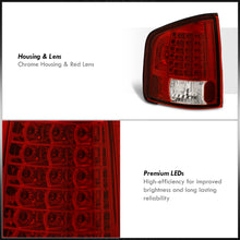 Load image into Gallery viewer, Chevrolet S10 Truck 1994-2004 / GMC Sonoma 1994-2004 / Isuzu Hombre 1996-2000 LED Tail Lights Chrome Housing Red Len
