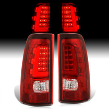 Load image into Gallery viewer, Chevrolet Silverado 1999-2006 / GMC Sierra 1999-2006 LED Bar Tail Lights Chrome Housing Red Len White Tube
