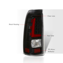 Load image into Gallery viewer, Chevrolet Silverado 1999-2006 / GMC Sierra 1999-2006 LED Bar Tail Lights Black Housing Clear Len Red Tube
