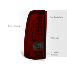 Load image into Gallery viewer, Chevrolet Silverado 1999-2006 / GMC Sierra 1999-2006 LED Bar Tail Lights Chrome Housing Red Smoke Len White Tube
