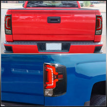 Load image into Gallery viewer, Chevrolet Silverado 1500 2014-2018 / 1500LD 2019 / 2500HD 3500HD 2015-2019 / GMC Sierra 3500HD Dually 2015-2019 LED Bar Tail Lights Black Housing Clear Len Red Tube (Excluding OEM LED Models)
