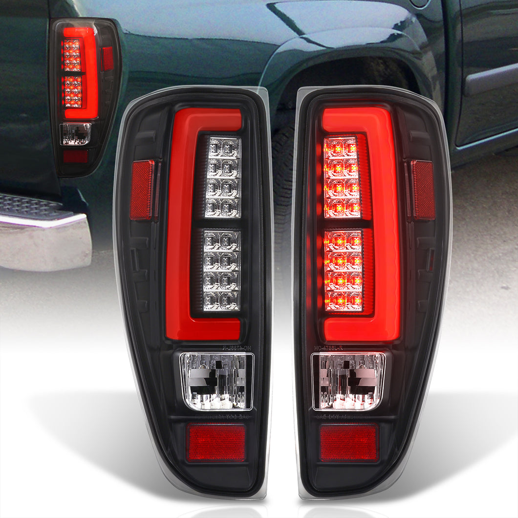 Chevrolet Colorado 2004-2012 LED Bar Tail Lights Black Housing Clear Len Red Tube