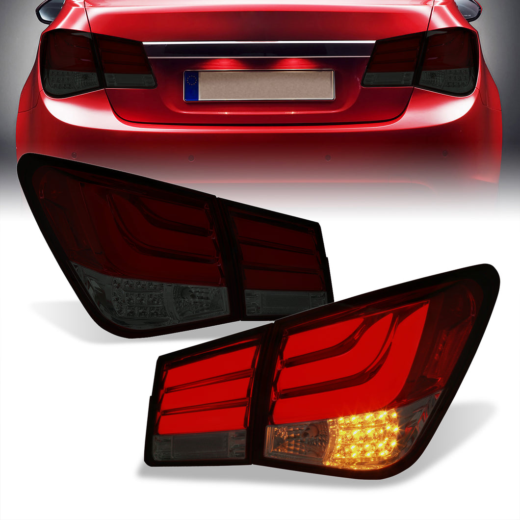 Chevrolet Cruze 2008-2015 LED Bar Tail Lights Chrome Housing Red Smoke Len White Tube