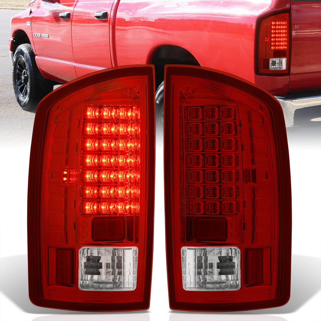 Dodge Ram 1500 2007-2008 / 2500 3500 2007-2009 LED Tail Lights Chrome Housing Red Len